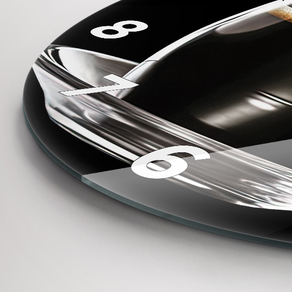 Round glass clock Black coffee