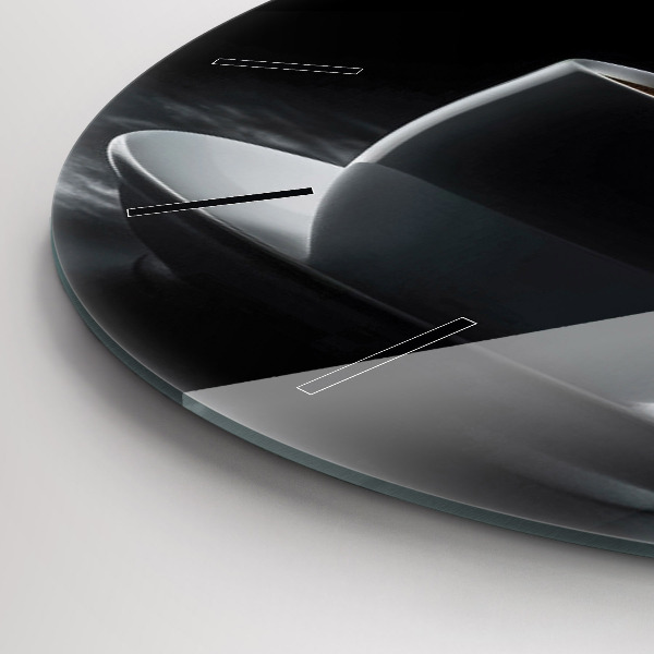 Round glass clock A cup of black coffee