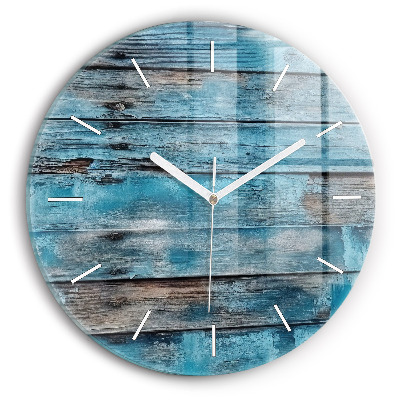 Round glass clock Blue boards