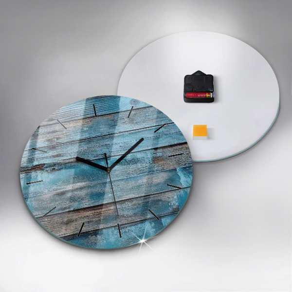 Round glass clock Blue boards