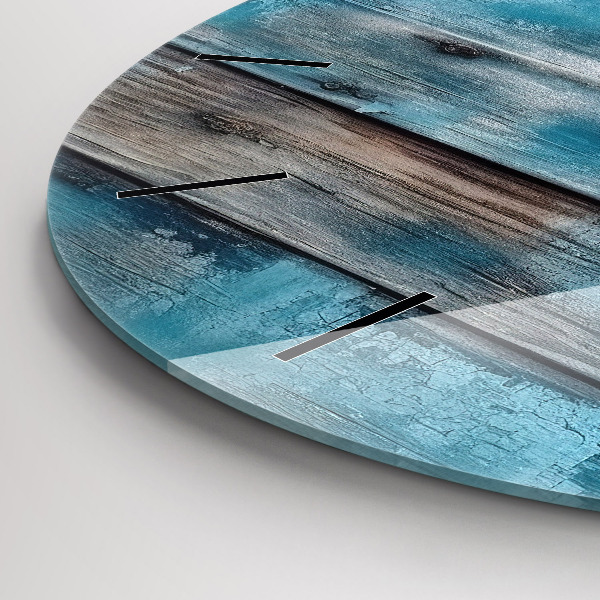 Round glass clock Blue boards