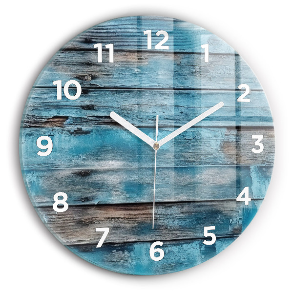 Round glass clock Blue boards