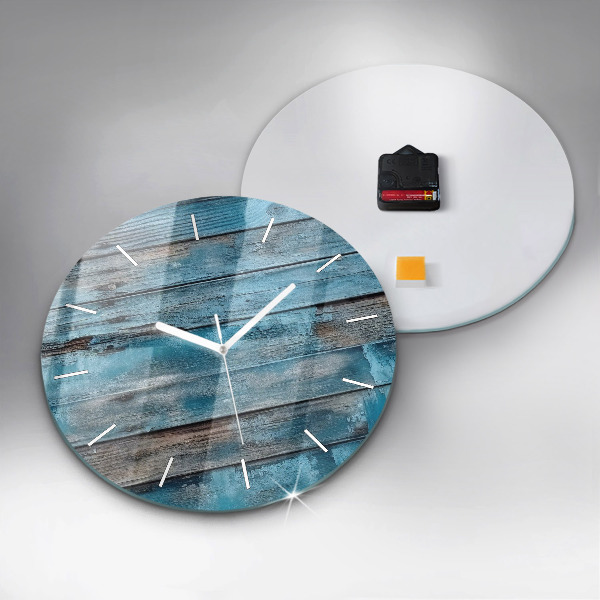 Round glass clock Blue boards
