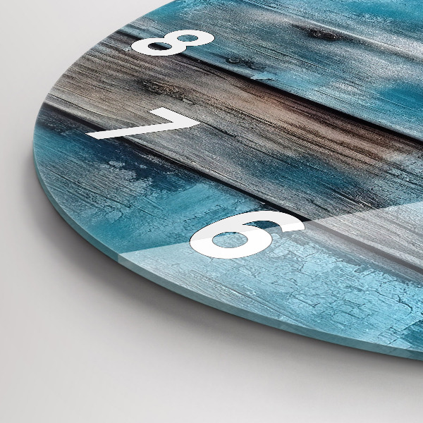 Round glass clock Blue boards