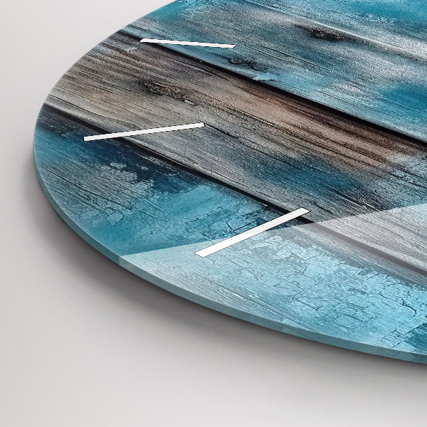 Round glass clock Blue boards