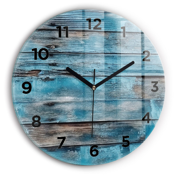 Round glass clock Blue boards