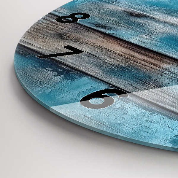 Round glass clock Blue boards