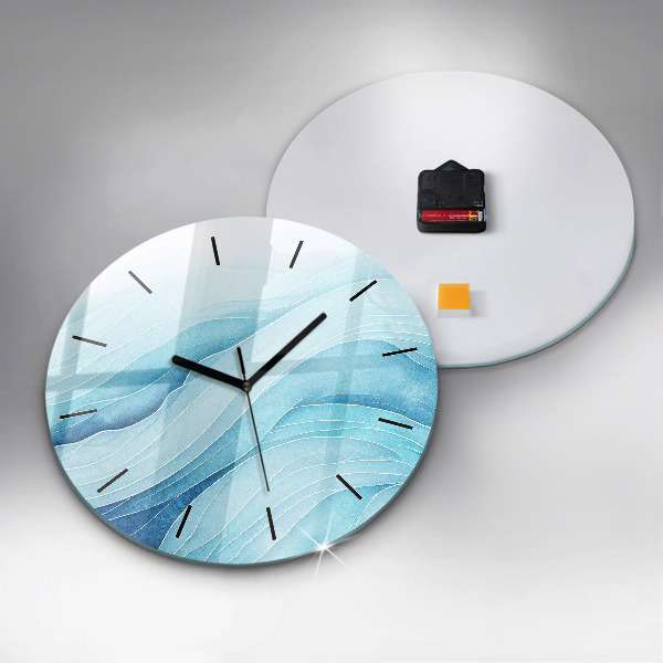 Round glass clock Blue clouds