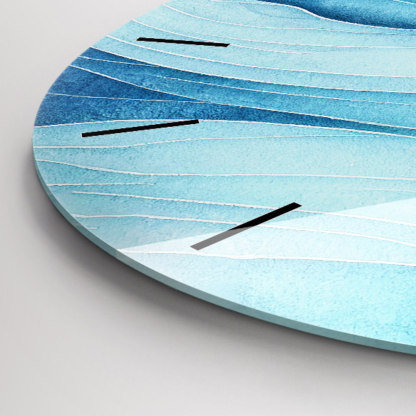 Round glass clock Blue clouds