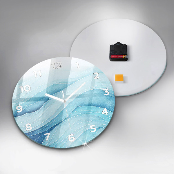 Round glass clock Blue clouds