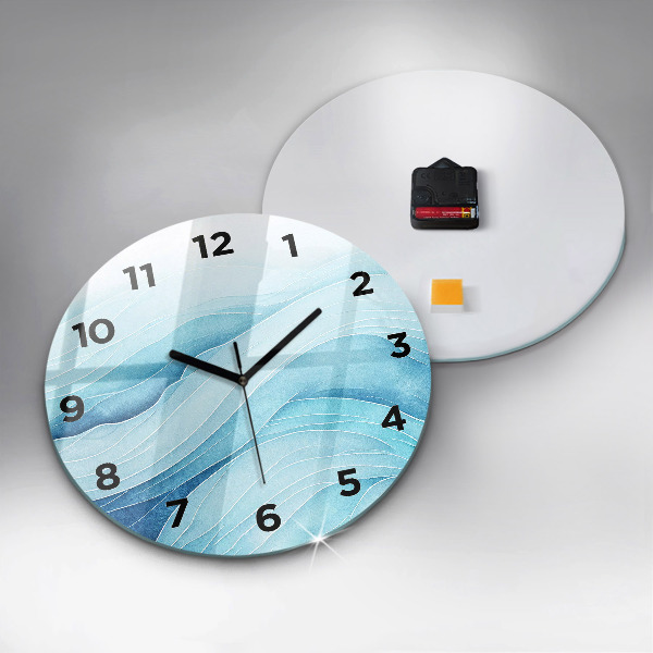 Round glass clock Blue clouds