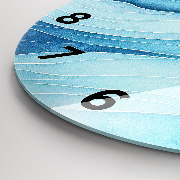 Round glass clock Blue clouds