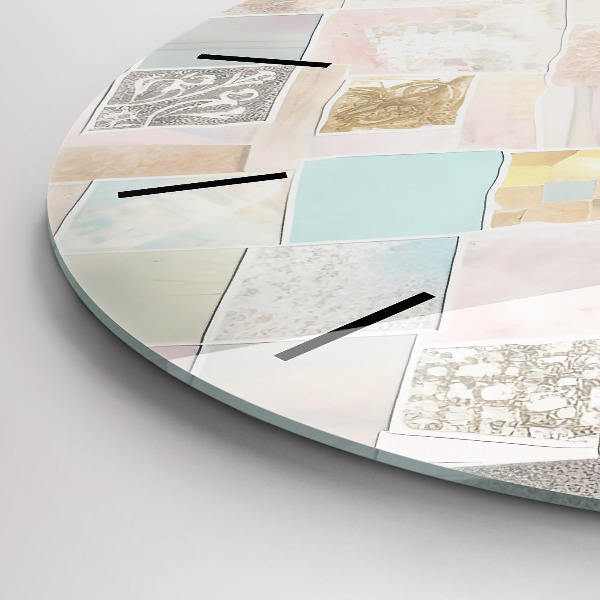 Round glass clock Colored tiles
