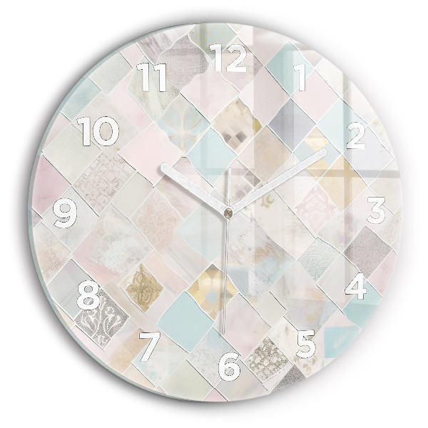 Round glass clock Colored tiles