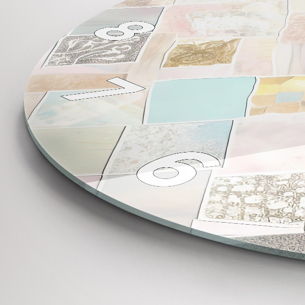 Round glass clock Colored tiles