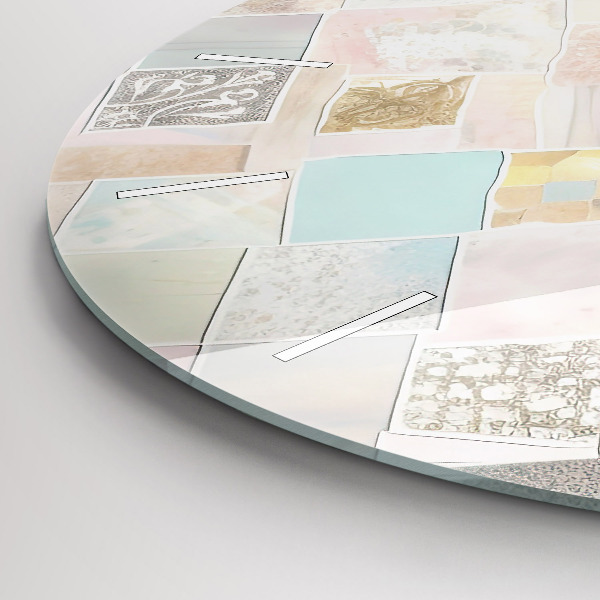 Round glass clock Colored tiles