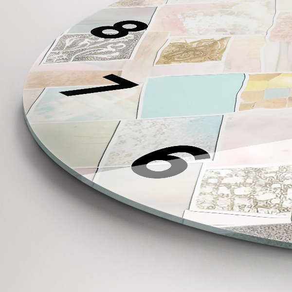 Round glass clock Colored tiles