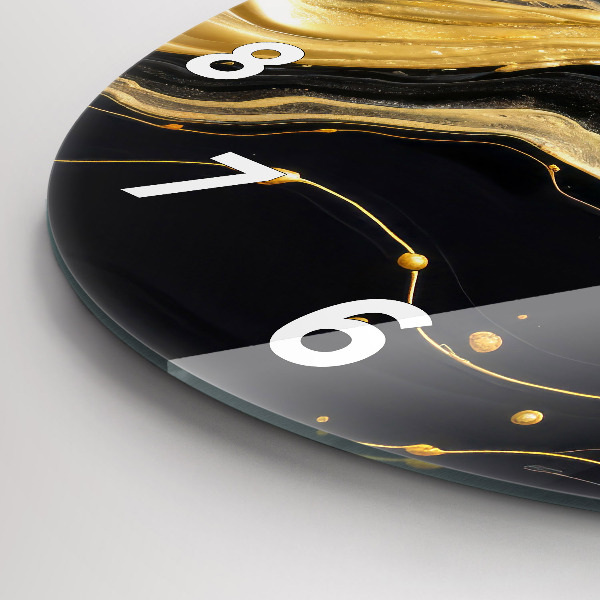 Round glass clock Gold marble