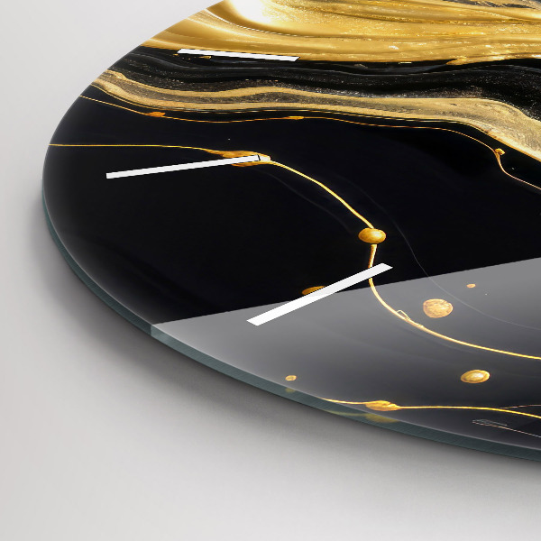 Round glass clock Gold marble