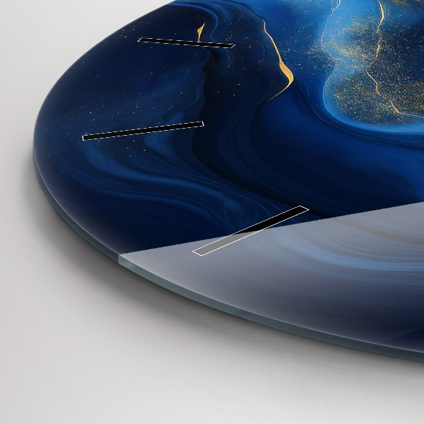 Round glass clock Blue marble
