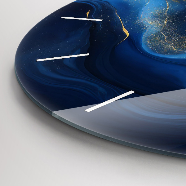 Round glass clock Blue marble