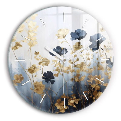 Round glass clock Abstract flowers