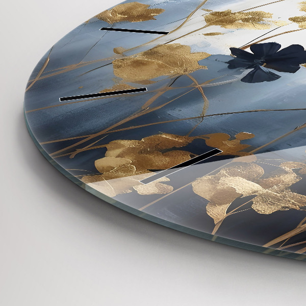 Round glass clock Abstract flowers