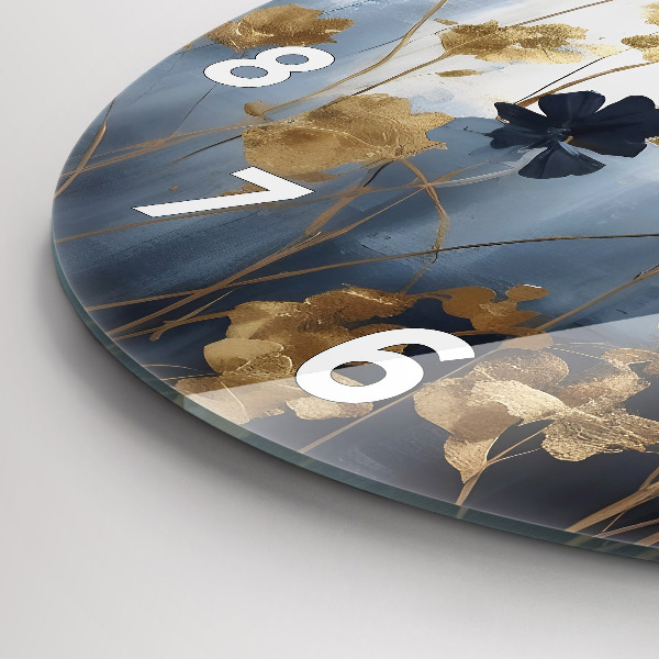 Round glass clock Abstract flowers