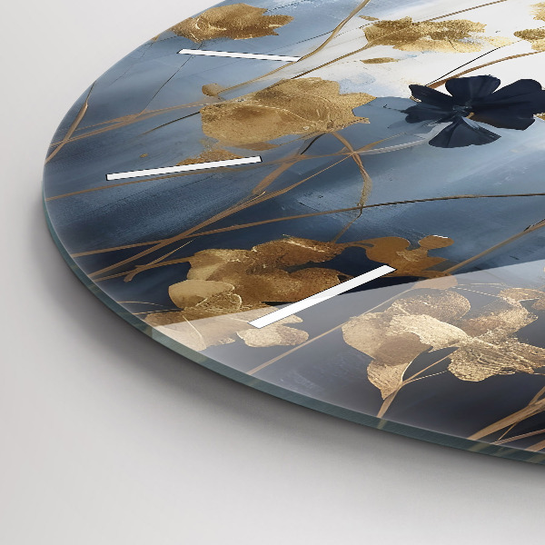 Round glass clock Abstract flowers