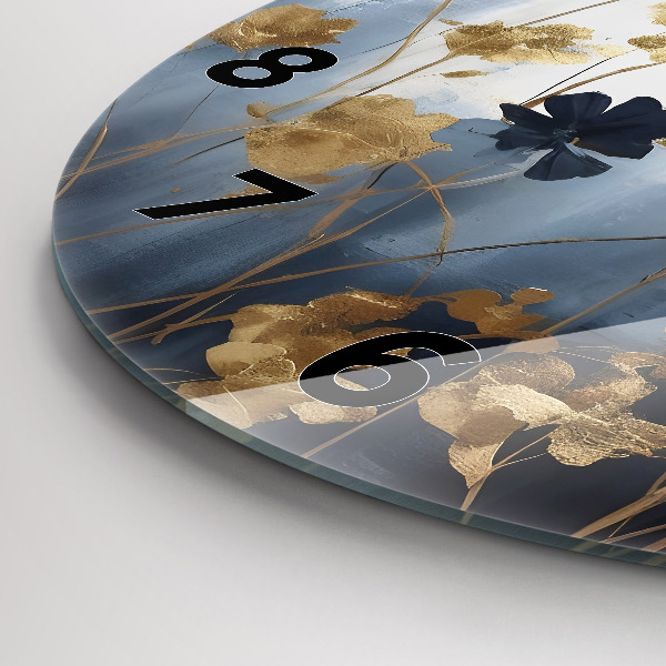Round glass clock Abstract flowers
