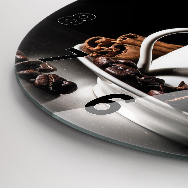Round glass clock A cup of coffee