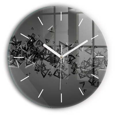 Round glass clock Dark abstraction