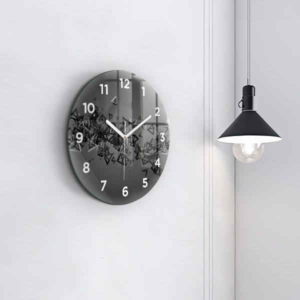 Round glass clock Dark abstraction