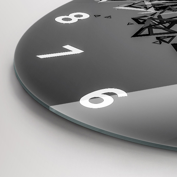 Round glass clock Dark abstraction