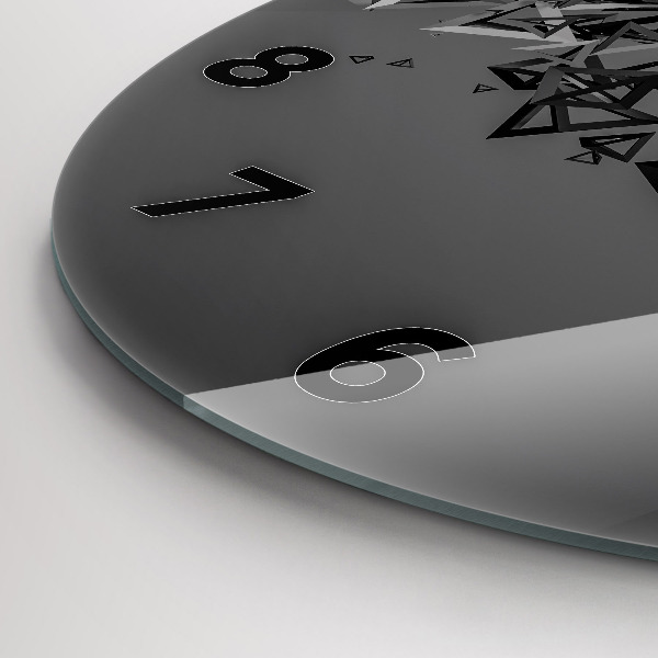 Round glass clock Dark abstraction