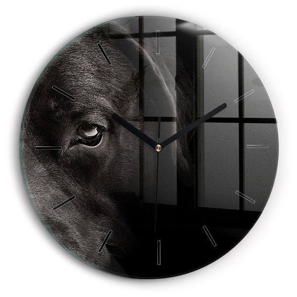 Round glass clock Scottish Fold Dog and Cat