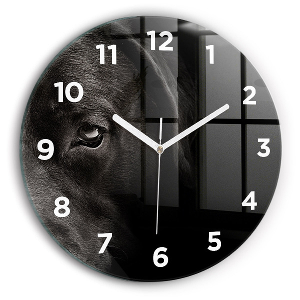 Round glass clock Scottish Fold Dog and Cat