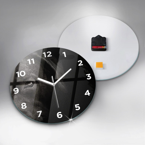 Round glass clock Scottish Fold Dog and Cat