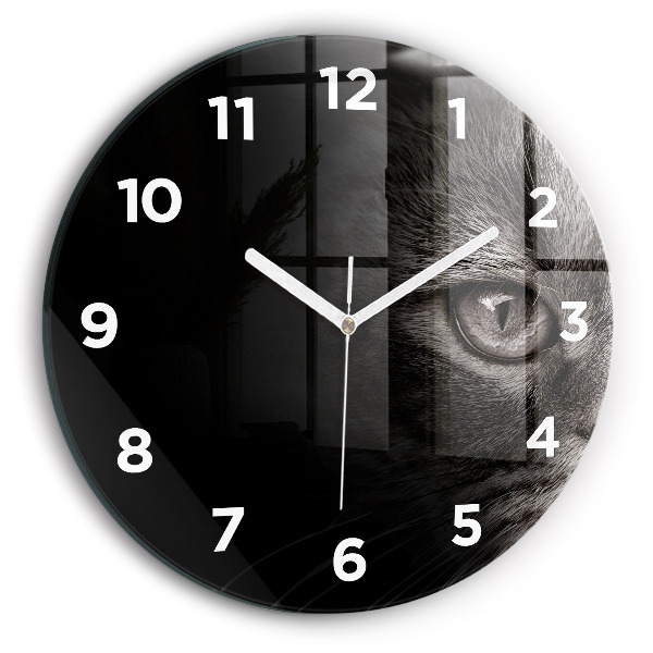Round glass clock Scottish Fold Dog and Cat