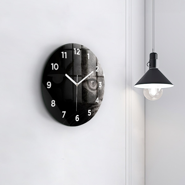 Round glass clock Scottish Fold Dog and Cat