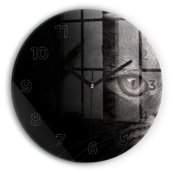 Round glass clock Scottish Fold Dog and Cat