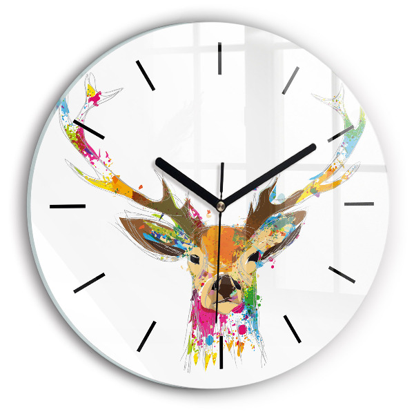 Round glass clock Deer head
