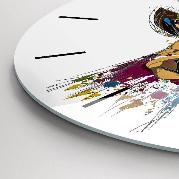 Round glass clock Deer head