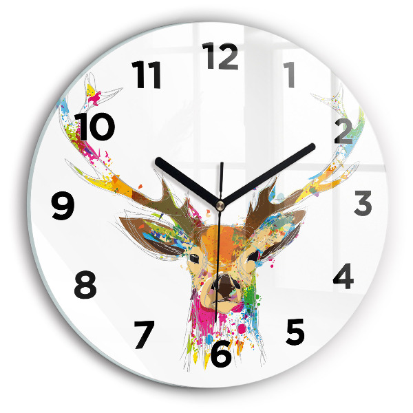 Round glass clock Deer head