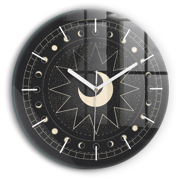 Round glass clock Moon phases