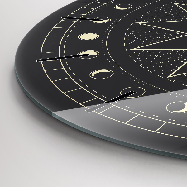 Round glass clock Moon phases