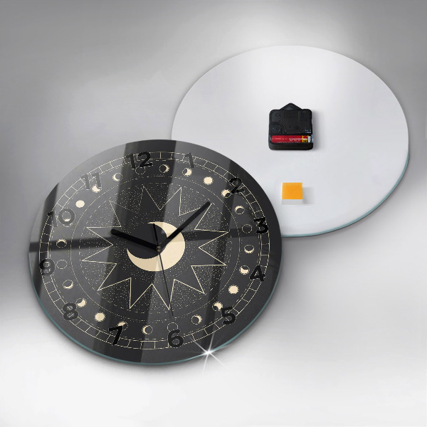 Round glass clock Moon phases