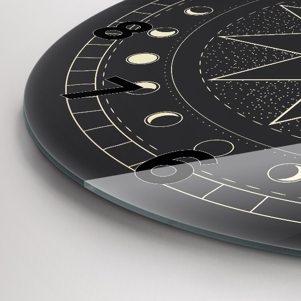 Round glass clock Moon phases