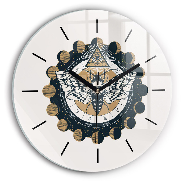 Round glass clock Moon Phases and the Eye