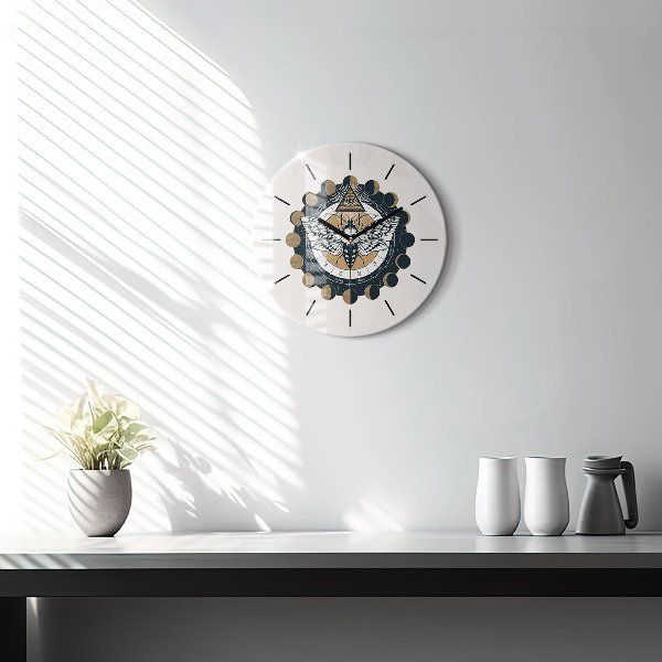 Round glass clock Moon Phases and the Eye